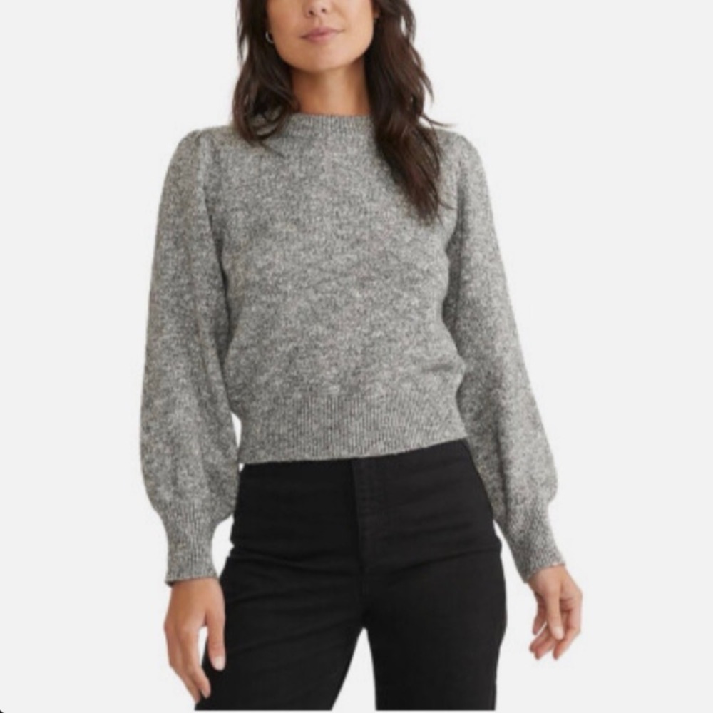 Marine Layer Alma knit charcoal puff sleeve sweater S minimalist casual